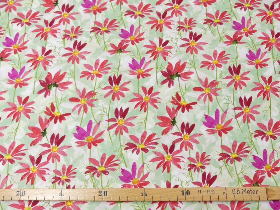 Preview: Baumwollstoff von Clothworks Kollektion Flowershop Blumen rot mit Maß